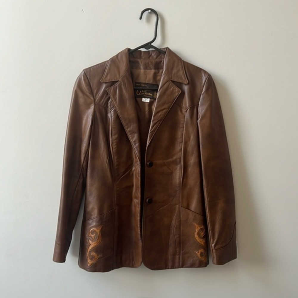 Vintage Brown Leather Blazer, Altman of Dallas